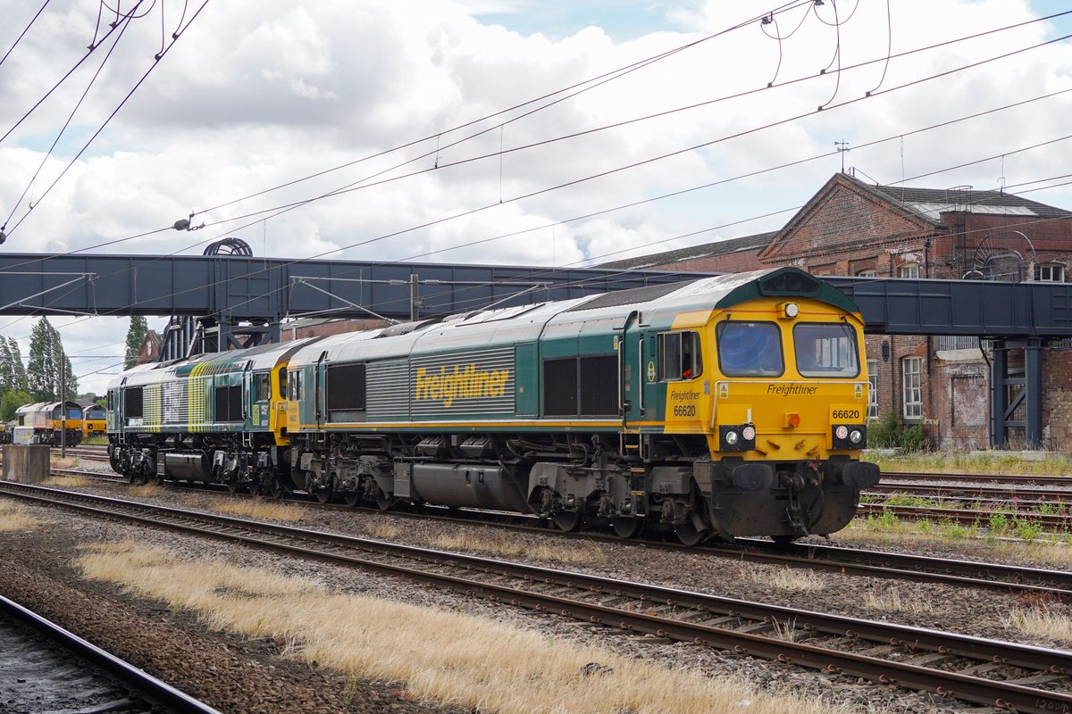 doublearrowace's tweet photo. Last weekend's UK Railtours 'Independance Day' spin and win tour, with haulage from winning locomotives 69001, 66104 (no photo opportunity), 66537 &amp; 66620 and 66705 as well as dud 69004. https://t.co/pYBRVATKuu
