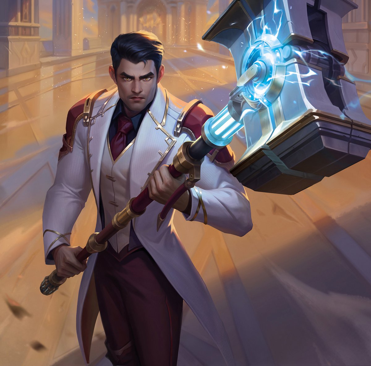 waywardcxnnibal's tweet photo. "Jayce, Hammer in Hand" champion unit illustration by Pandart Studio for Riftbound Vendetta. https://t.co/suo3PeIWkG