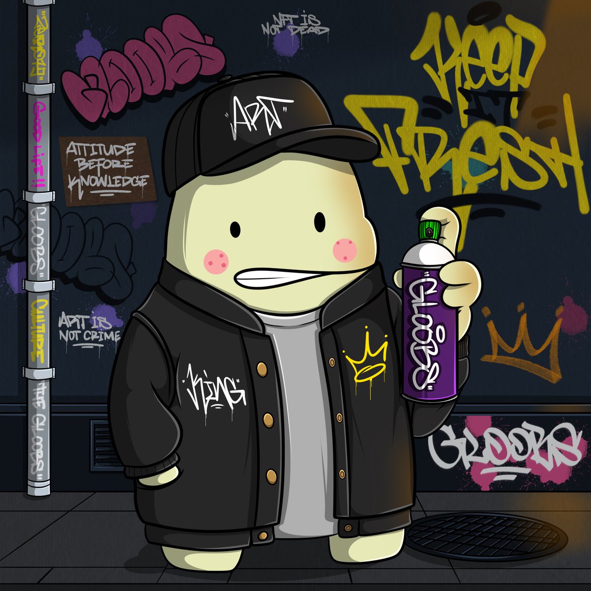 Artzero79's tweet photo. Halo Gm 👋🏻

My entry NFT Art with the theme "𝗦𝗧𝗥𝗘𝗘𝗧 𝗔𝗥𝗧". Graffiti letters "GLOOBS". 
💯 Hands freestyles, not using AI. 
Size : 4000 x 4000px
Check this out @TheGloobs

#GloobsArtWeek https://t.co/vJctn008G8