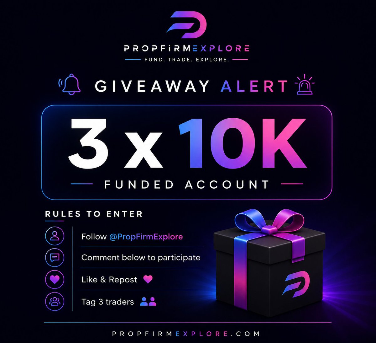 PropFirmExplore's tweet photo. Don't Miss

New Launch Giveaway

3X10K accounts

@PropFirmExplore https://t.co/nSRG7UePGm