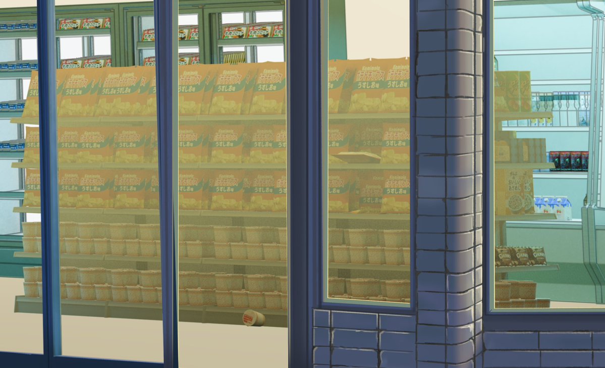 dutchtide's tweet photo. Alright so here is context for my new artwork.

I wanted to proof I could make a full convenience store.

I want it to be my biggest artwork to date.

I want it to be my most detailed work to date.

And below you can see how it works.

I have a 3d base. I paint the actual items on top.
And then merge it into the mainfile. Which is 2GB.

So I work in a separate massive file.  And then merge the new layer into the original one.

This artwork is the size of a wall.

Which means you can zoom in with your face.

Which means I need to make details the human eye can see.

Welcome to the world of Dutchtide.