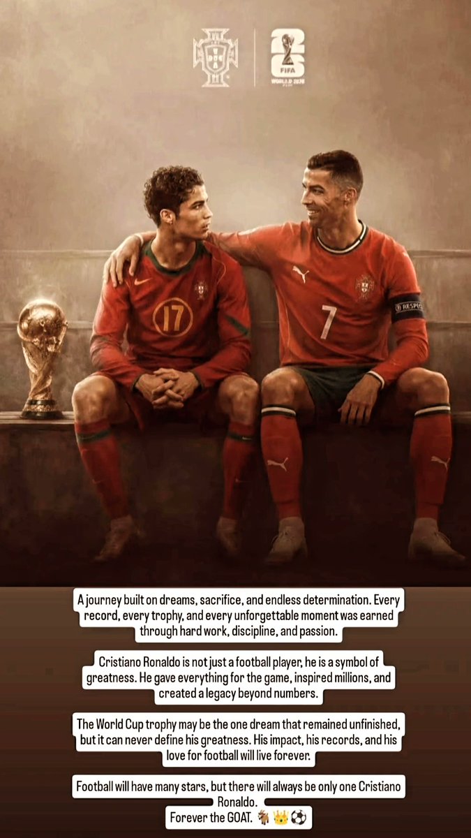 VibhakarGupta's tweet photo. From a dreamer to a legend

@Cristiano journey is a story of hard work,sacrifice,discipline, and an unbreakable mindset.

Records can be broken,trophies can be won,but his inspiration will last forever.

Many greats will come,but there'll always be one CR7. 
#ForevertheGOAT🐐 https://t.co/OAhoSO5QRa