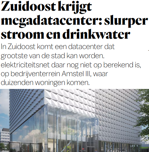 Matthijs85's tweet photo. De overheid vraagt u korter te douchen,
geeft geen ruimte voor stroomaansluitingen woningen en MKB
maar haalt WEL deze superslurper naar Zuidoost.. https://t.co/BNvilkGrNJ

Datacenter verbruikt evenveel stroom als ALLE huishoudens! 😲 #Amsterdam #raad020 #Zuidoost #DataCenters https://t.co/X2XuY4c40v