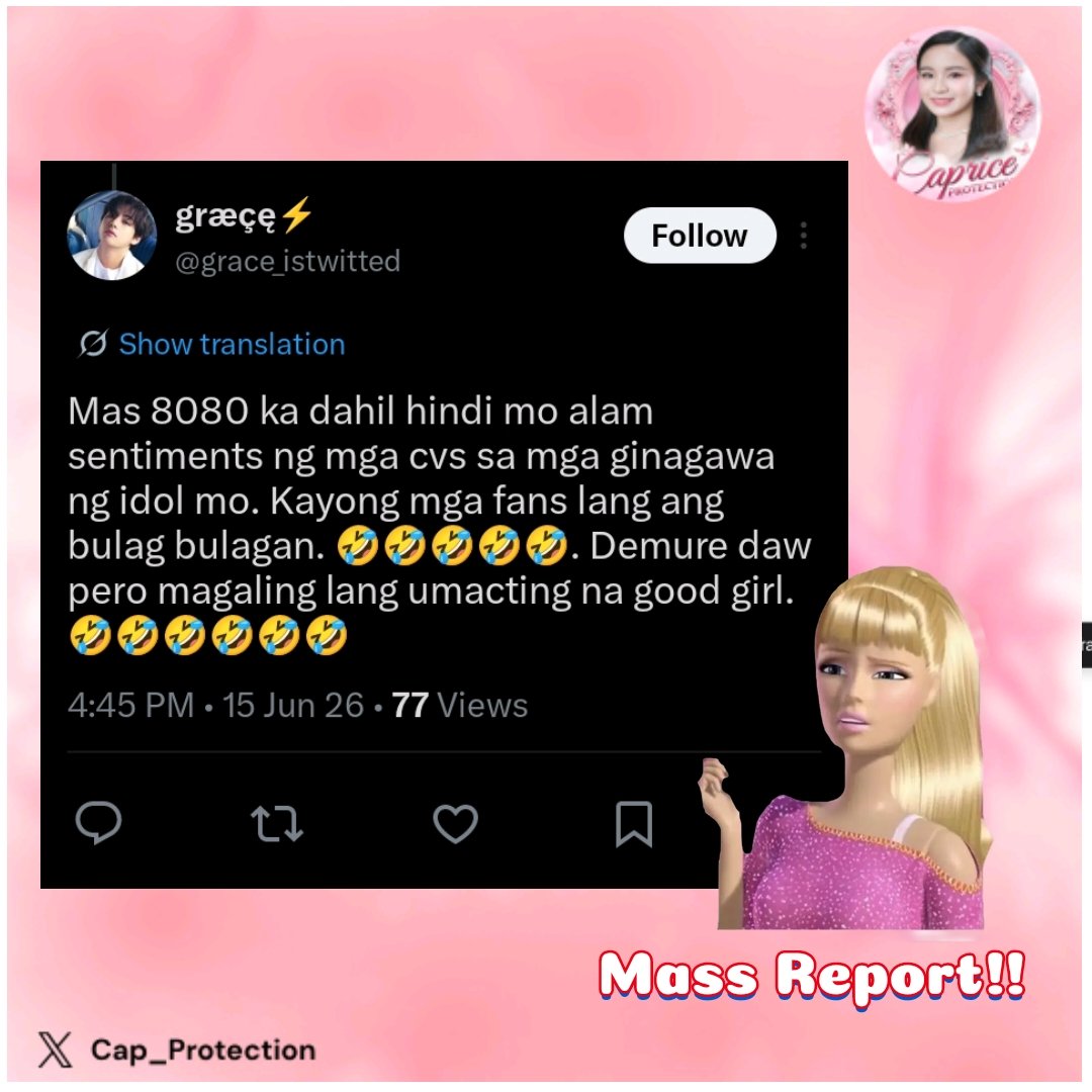 Cap_Protection's tweet photo. [📣] We're asking for your help to keep a positive space for Caprice. If you see content like this, please report responsibly and don’t engage.

🔗: https://t.co/vlfwb9EMZE

d0 this 5x:
r3p0rt > click h4t3, 4buse or h4r4ssm3nt > submit > mut3 > bl0ck https://t.co/1F07hbOWf4