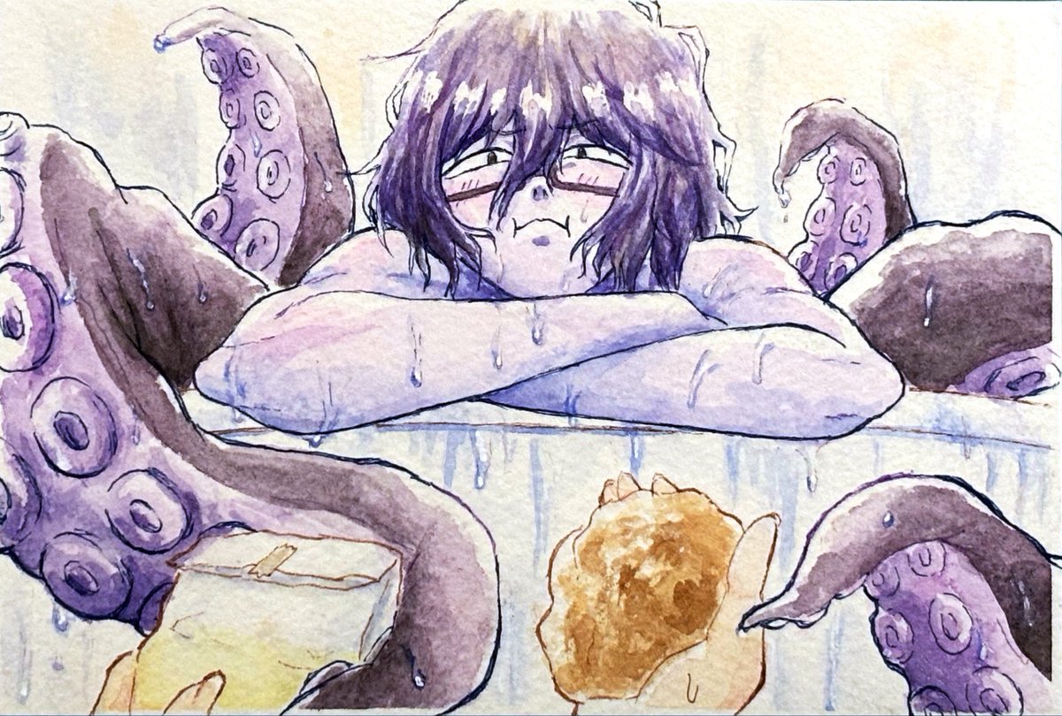 mero_mrow2's tweet photo. 前に書いた🐙ﾀﾞﾙ夢の挿絵描いてみた https://t.co/cPV1EHjndM