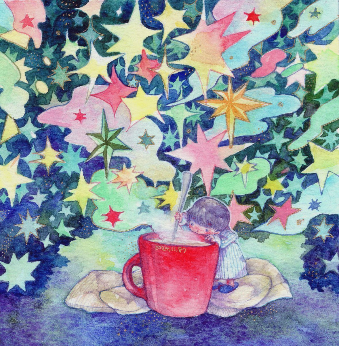 87do's tweet photo. これ！といった七夕の絵がなかったので星っぽい絵をあげてみる🌌 https://t.co/4gwTxSNrDR