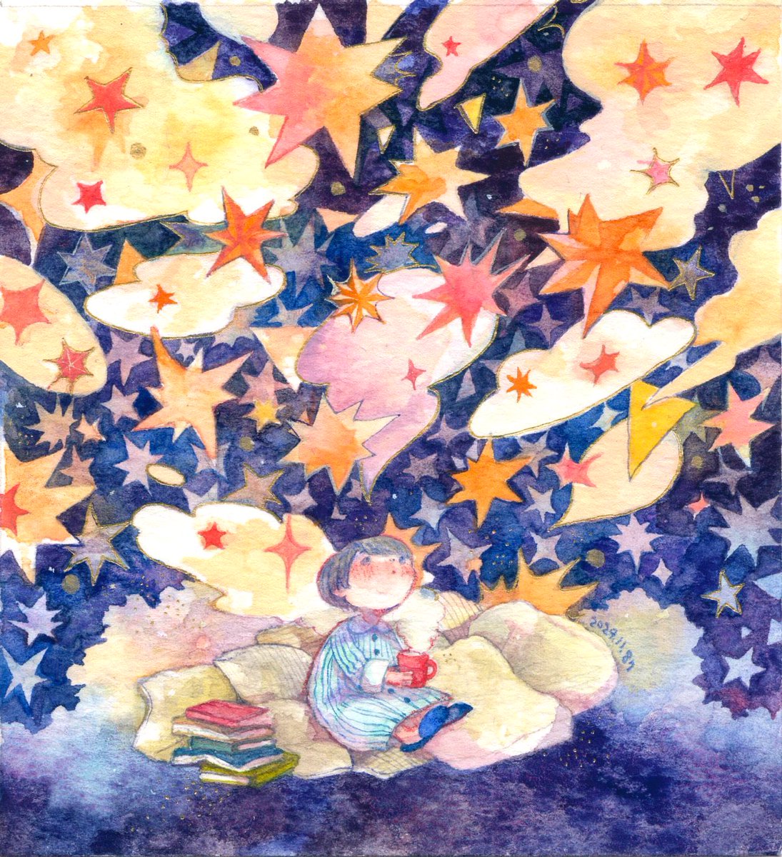 87do's tweet photo. これ！といった七夕の絵がなかったので星っぽい絵をあげてみる🌌 https://t.co/4gwTxSNrDR