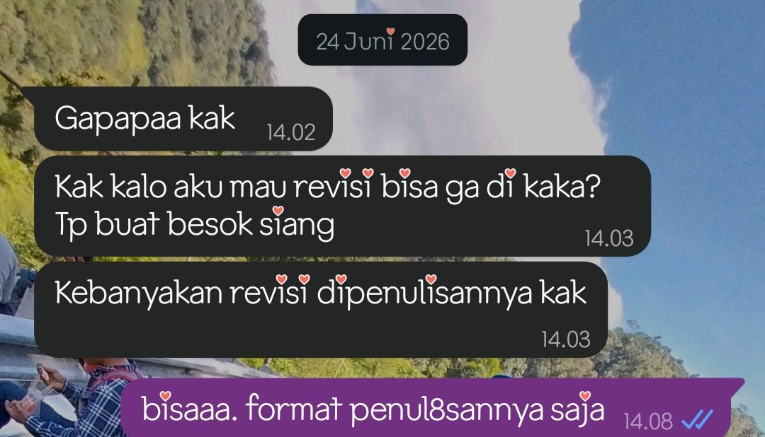 ftijro's tweet photo. @UPrel66560 hi kak revisi skripsi ituu mulai 100k tergantung bagian mana yg mau di revisi. aku uda namatin 10 org dalam 2 bulan ini. bs free revisi atau 2 kali revisi saja sesuai budget. https://t.co/Wyhro7uW0U pay akhir. tanya2 free. trusted since 2024 ya🫶🏻🤗 revisi dulu baru bayar https://t.co/LFPllTfFNi