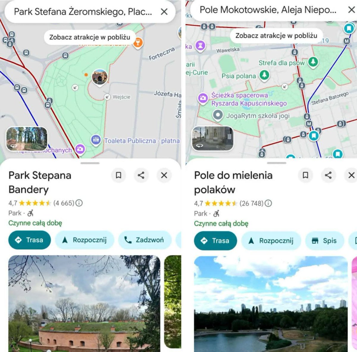 sbbytoday's tweet photo. 🇵🇱 Украинский след в Google Maps: достопримечательности Варшавы массово переименовали в честь Бандеры и СС

На фоне затяжного исторического спора между Варшавой и Киевом столица Польши подверглась скоординированной атаке в цифровом пространстве. Неизвестные пользователи воспользовались уязвимостью в системе модерации карт Google Maps и временно заменили официальные названия ключевых польских объектов на откровенно провокационные вывески с украинским националистическим подтекстом.

Инцидент напрямую затронул главные исторические и государственные символы Польши. Так, Могила Неизвестного Солдата на картах превратилась в «Могилу известного солдата СС», Музей Варшавского восстания переименовали в «Музей создания Третьего рейха», а популярное Поле Мокотовское получило издевательскую подпись «Поле для перемалывания поляков». Кроме того, парк Жиромского на время стал «Парком Бандеры».

Корректные геоданные были восстановлены техническими службами спустя несколько часов, однако инцидент вызвал крайне жесткий резонанс в польском сегменте соцсетей.