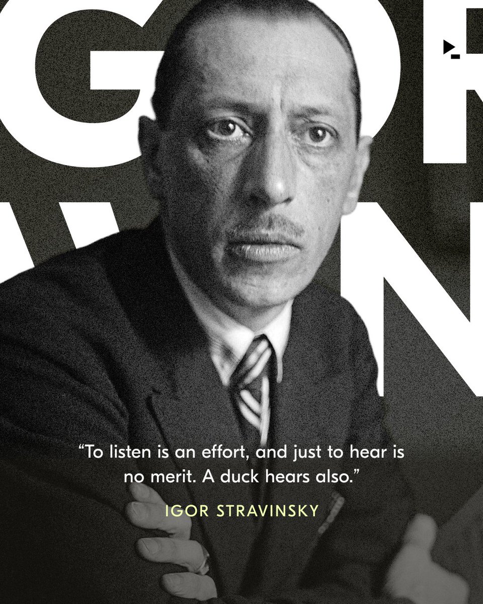 idagio_official's tweet photo. Would you agree with Stravinsky that "To listen is an effort"? https://t.co/uZNIcxzwFW