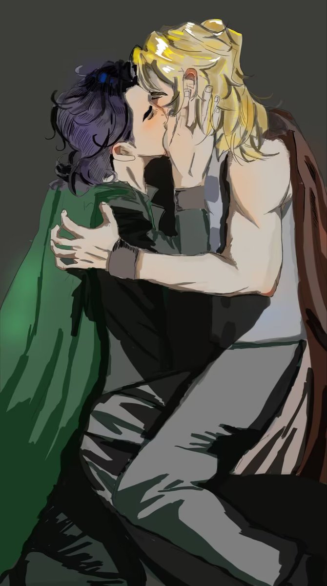 Mr_LouisLoki's tweet photo. ⚡🐍kiss me now

#thorki #锤基
果然在电脑上画画会更好一些！前些时间我一直只能在手机上用手指头在屏幕上画。这张作品我参考了照片 https://t.co/1dIwIYyhgN