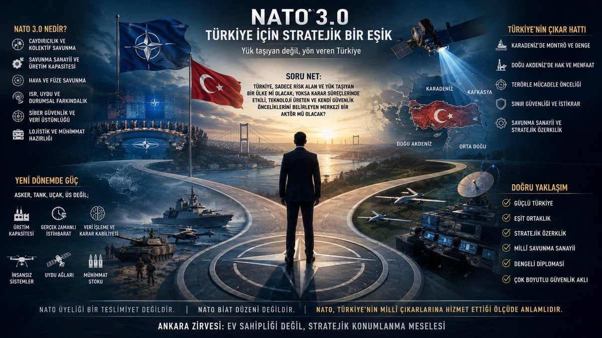 oktayvural's tweet photo. NATO 3.0’a Türkiye Merkezli Bakmak
Ankara Zirvesi, sıradan bir NATO toplantısı değildir. Bu zirve, ABD’nin Avrupa güvenliğindeki rolünü yeniden tanımladığı; Avrupa’nın konvansiyonel savunma yükünü daha fazla üstlenmeye zorlandığı; NATO’nun kriz yönetimi döneminden yeniden caydırıcılık, üretim ve savaş hazırlığı merkezli bir ittifaka döndüğü kritik bir eşiği ifade etmektedir.
Ankara Zirvesi'nde asıl mesele, NATO’nun yeni güvenlik mimarisinde Türkiye’nin yük taşıyan bir cephe ülkesi mi, yoksa karar süreçlerinde etkili, teknoloji üreten ve jeopolitik değerini millî güce dönüştüren merkezî bir aktör mü olacağıdır.
NATO Ankara Zirvesi ve NATO 3.0 tartışması, Türkiye’de yüzeysel bir “NATO karşıtlığı” ya da “NATO taraftarlığı” ikilemine sıkıştırılamaz. Mesele yalnızca Ankara’da bir zirve yapılması, liderlerin bir araya gelmesi veya Türkiye’nin ev sahipliği değildir. Asıl mesele, NATO’nun yeni dönemde nasıl bir güvenlik mimarisine dönüşeceği ve Türkiye’nin bu mimaride hangi konuma yerleşeceğidir.
NATO 3.0, ittifakın Soğuk Savaş sonrası kriz yönetimi ve alan dışı operasyonlar döneminden yeniden caydırıcılık, kolektif savunma, savunma sanayii, mühimmat üretimi, hava savunma, ISR, siber güvenlik, lojistik ve veri üstünlüğü merkezli bir yapıya yöneldiğini göstermektedir.
Yeni dönemde güç sadece asker sayısıyla, tankla, uçakla veya üslerle ölçülmüyor. Güç; üretim kapasitesiyle, mühimmat stokuyla, gerçek zamanlı istihbaratla, uydu ağlarıyla, insansız sistemlerle, veri işleme kabiliyetiyle ve karar süreçlerinde etkili olabilme imkânıyla ölçülüyor.
Bu nedenle Türkiye, NATO Ankara Zirvesi’ne ve NATO 3.0’a sadece “Batı ile ilişkiler” başlığından bakamaz. Bu dönüşüm; Türkiye’nin güvenliği, millî çıkarları, jeopolitik konumu, savunma sanayii, Karadeniz dengesi, Doğu Akdeniz hakları, güney sınır güvenliği, terörle mücadele öncelikleri ve stratejik özerklik hedefi bakımından değerlendirilmelidir.
Türkiye bu yeni dönemde sadece risk alan, sahada yük taşıyan ve kriz bölgelerinde görev üstlenen bir ülke mi olacaktır; yoksa karar süreçlerinde etkili olan, savunma sanayiiyle üretim zincirlerine katılan, yüksek teknoloji projelerinde yer alan, veri ve istihbarat mimarisine erişen, kendi güvenlik önceliklerini ittifak gündemine taşıyan merkezî bir aktör mü olacaktır?
Bu ayrım hayati önemdedir. Çünkü yeni NATO düzeninde cephe hattında bulunmak tek başına değer üretmez. Gerçek değer, coğrafi konumu stratejik pazarlık gücüne dönüştürebilmektir. Türkiye’nin Boğazları, ordusu, üsleri, savunma sanayii, İHA/SİHA kabiliyeti, deniz gücü, kara tecrübesi ve bölgesel diplomasi kapasitesi, ancak doğru bir stratejik akılla birleştirildiğinde millî çıkar üretir.
Türkiye NATO içinde kalabilir; fakat NATO içinde edilgenleşemez. Türkiye Batı güvenlik mimarisinin parçası olabilir; fakat bu durum Türkiye’nin Karadeniz’deki denge siyasetini, Doğu Akdeniz’deki haklarını, terörle mücadele önceliklerini, Türk dünyası ve Kafkasya açılımını, Orta Doğu gerçekliğini ve millî savunma sanayii hedeflerini sınırlayan bir çerçeveye dönüşemez.
Bugün tartışılması gereken mesele, bu zirvenin Türkiye’ye ne getirdiği, Türkiye’den ne götürdüğü, Türkiye’ye hangi sorumlulukları yüklediği ve Türkiye’nin hangi alanlarda söz sahibi olmasını sağladığıdır.
Bu bakımdan Türkiye’nin NATO 3.0’a bakışı millî bir stratejiyle kurulmalıdır. Ne kör bir NATO karşıtlığı ne de sorgusuz bir NATO uyumu Türkiye’nin çıkarına hizmet eder. Doğru çizgi; güçlü Türkiye, eşit ortaklık, stratejik özerklik, millî savunma sanayii, dengeli diplomasi ve çok boyutlu güvenlik aklıdır.
Türkiye, NATO içinde yer alırken kendi karar alanını korumalıdır. Karadeniz’de Montrö rejimini tavizsiz savunmalı, Doğu Akdeniz’de millî haklarından geri adım atmamalı, güney sınırında terörle mücadele önceliklerini ittifak gündemine taşımalı, savunma sanayiinde dışa bağımlılığı azaltmalı, Avrupa güvenliği tartışmalarında dışlanmaya rıza göstermemeli ve küresel rekabetin her başlığında otomatik hizalanma baskısına teslim olmamalıdır.
Ankara Zirvesi, bu nedenle Türkiye için sadece diplomatik görünürlük değil, stratejik konumlanma meselesidir. Türkiye bu zirveye ve NATO 3.0’a alkış ya da itiraz refleksiyle değil; soğukkanlı, millî, jeopolitik ve çıkar merkezli bir akılla bakmalıdır.