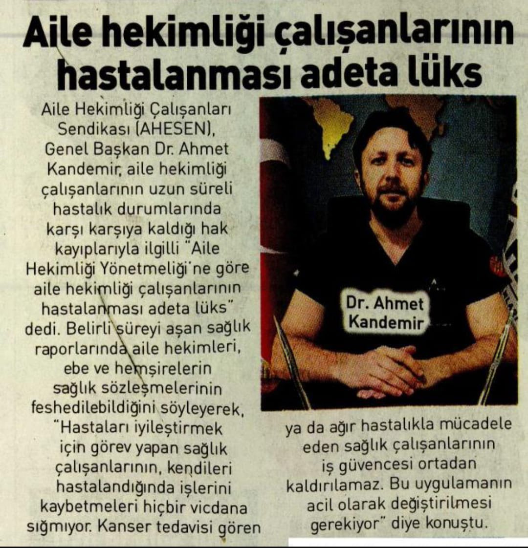 ahesenorgtr's tweet photo. Hasta olan aile hekimi, ebe ve hemşirelerin cezalandırılmasına yönelik uygulamalara ilişkin Genel Başkanımız Dr. Ahmet Kandemir’in yazılı basına yaptığı açıklamalar.

@ahesenorgtr 
@drahmetkandemir 
@saglikbakanligi 
@halksagligigm 
@gazetesozcu 
@ankahabera 
@korkusuzgazete 
@AydinlikGazete 
@KararHaber