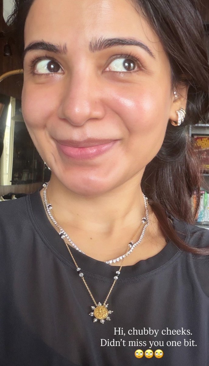 Teamtwts2's tweet photo. Hi, chubby cheeks. Didn't miss you one bit 🙄🙄🙄 ~ @Samanthaprabhu2! 😍😂❤️❤️ 

#Samantha #SamanthaRuthPrabhu https://t.co/s9FpPdlAZi