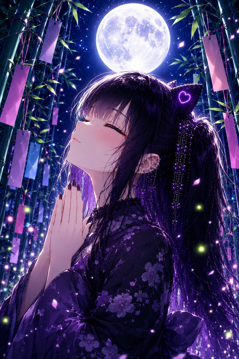 AI_Nec_koP's tweet photo. 今日は七夕！🎋✨
みんなは何をお願いした？🥹💛

 #AIart  #オリジナルキャラ https://t.co/FutiWA2gwS