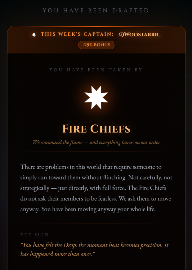 vitlus's tweet photo. The dice have spoken. I've been drafted into Fire Chiefs.
You've been preparing your strategy. We've been preparing our appetite. Ours is older. โธ
Join Abstract Army ๐
https://t.co/PqNcT6MB7g
#AbstractArmy #FireChiefs
Powered by @liamskuxx https://t.co/qJcupWVYI4