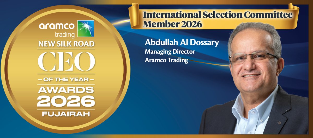 gulf_intel's tweet photo. Honored to welcome Abdullah Dossary, Managing Director, @Aramco_Trading as a Member of the International Selection Committee for the Aramco Trading New Silk Road CEO of the Year Awards 2026 in Fujairah.
#NewSilkRoad #CEOAwards #NewSilkRoadAwards2026 #EnergyLeaders #Fujairah #OilAndGas #Trading #Shipping #Refining #EnergyMarkets #EMF2026 #EMFWEEK26
