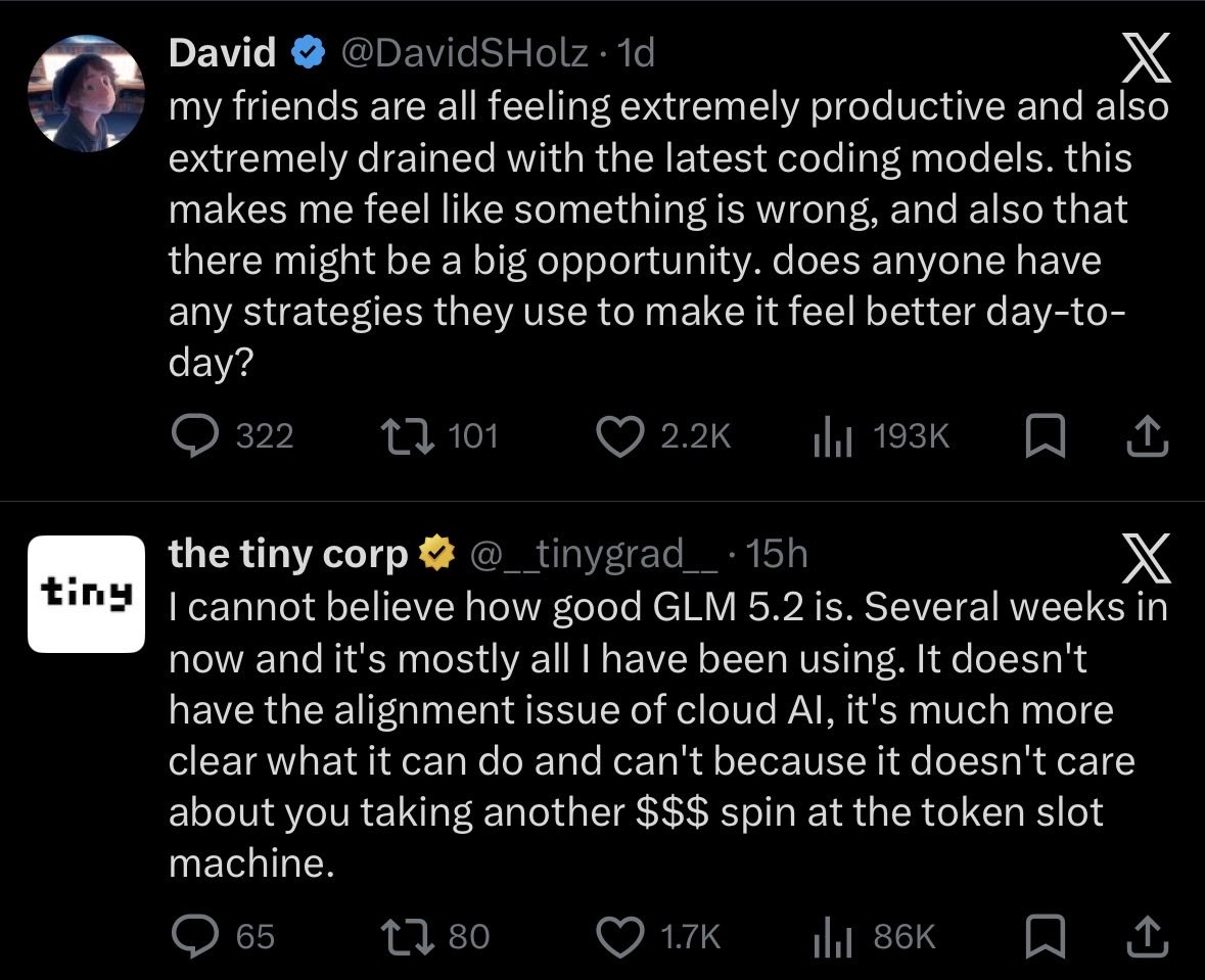 lumenradley's tweet photo. @DavidSHolz algo highlights question and root cause with some proposed answer. I also have a feeling claude/gpt somehow produce stuff which needs more user input - RL on longer trajectories (money, plus learning). basically downgrade models, and run ensambles instead. https://t.co/1lZbKcT2Jo