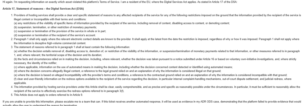 Blequ145's tweet photo. Roblox Moderation STRIKES AGAIN! Showing that they don't care about anything I send them and click a button to send an automated message, I provided proof in other tickets but they don't care, and this email is just another "Shot in the foot" for them, @Roblox  Please Help me. https://t.co/8TyCkCFpjG