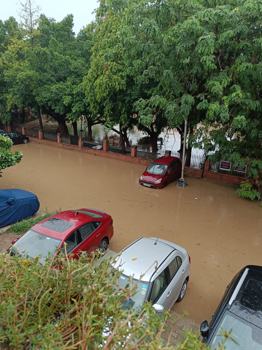amitknigam1's tweet photo. C-277 to C-285 lane, SL3, opp Ishan Park: An hour of rain made lane completely waterlogged. Residents can't even come out of homes. Senior citizen, kids, women are worst sufferer. It is a chronic problem. Helpline # useless. @DC_Gurugram @MunCorpGurugram https://t.co/syOKOzQ6Mp