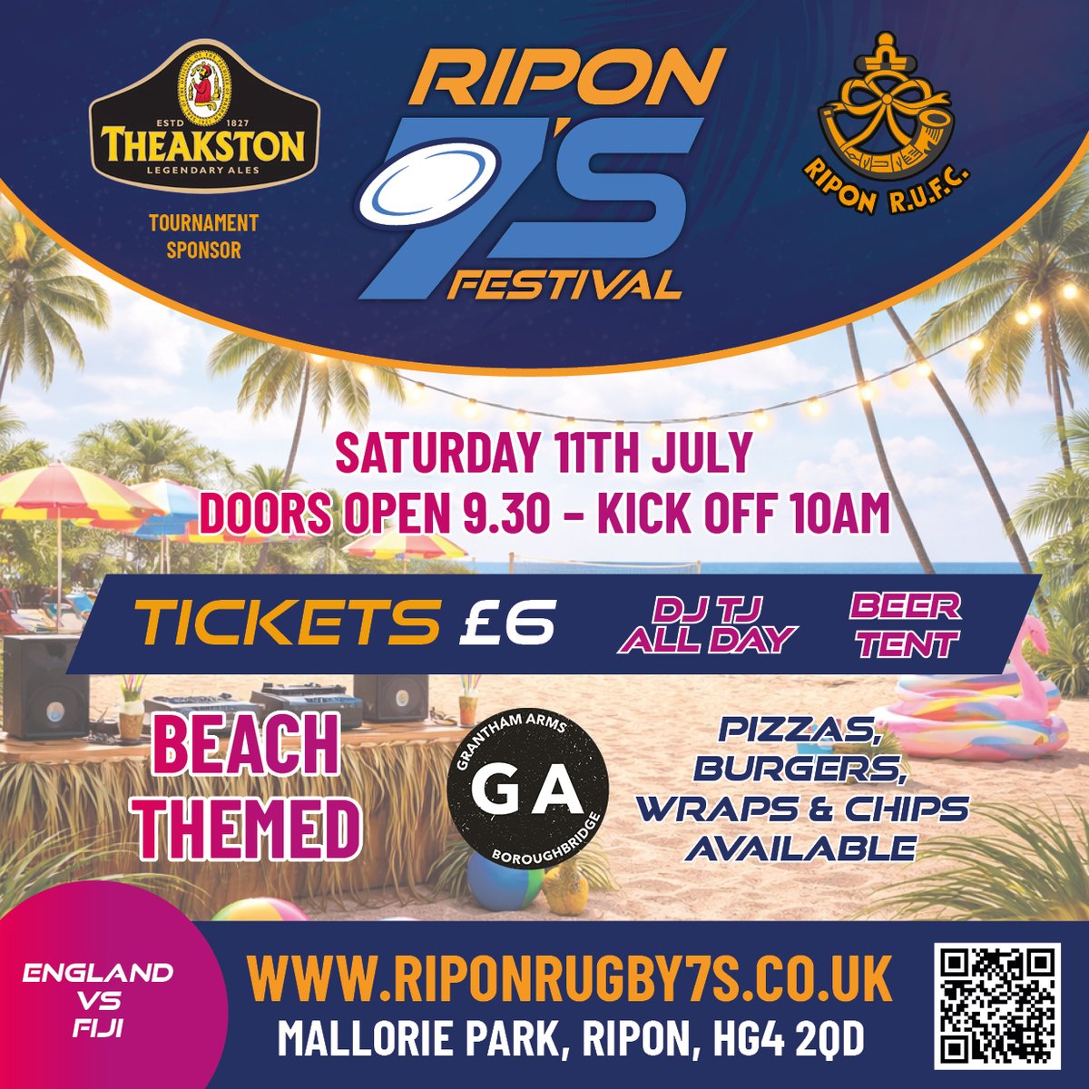 RiponRugby's tweet photo. The forecast for Saturday's 7s Festival is looking perfect, if you haven't got your ticket, hurry before it sells out again! 
Tickets £6 from https://t.co/our6OpA0NZ 
7's Rugby all day, a big screen for all the Nations Championship matches, DJ all day, great food and beer flowing https://t.co/iQk8KBacUI