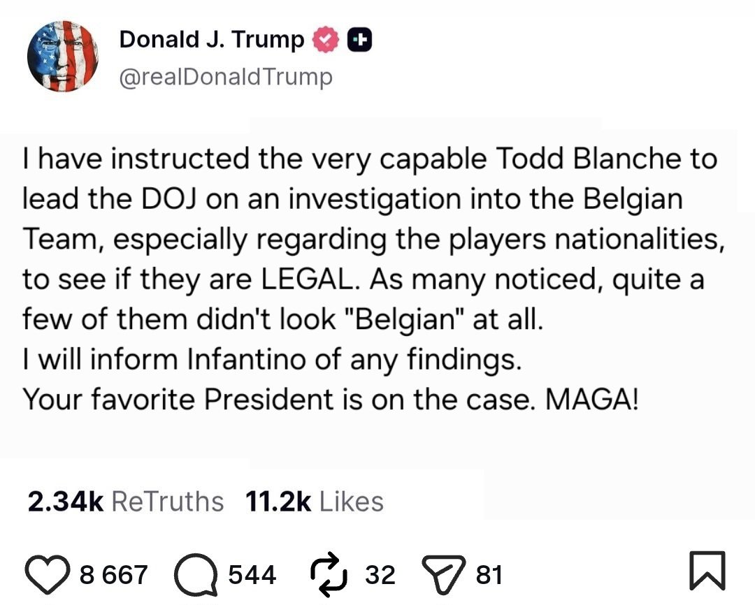 ChaosAgent_42's tweet photo. A post like this allegedly by Obama or Biden would immediately be spotted as false.

With this shitmuppet, ya gotta go and check. https://t.co/uBsLD8gTUw