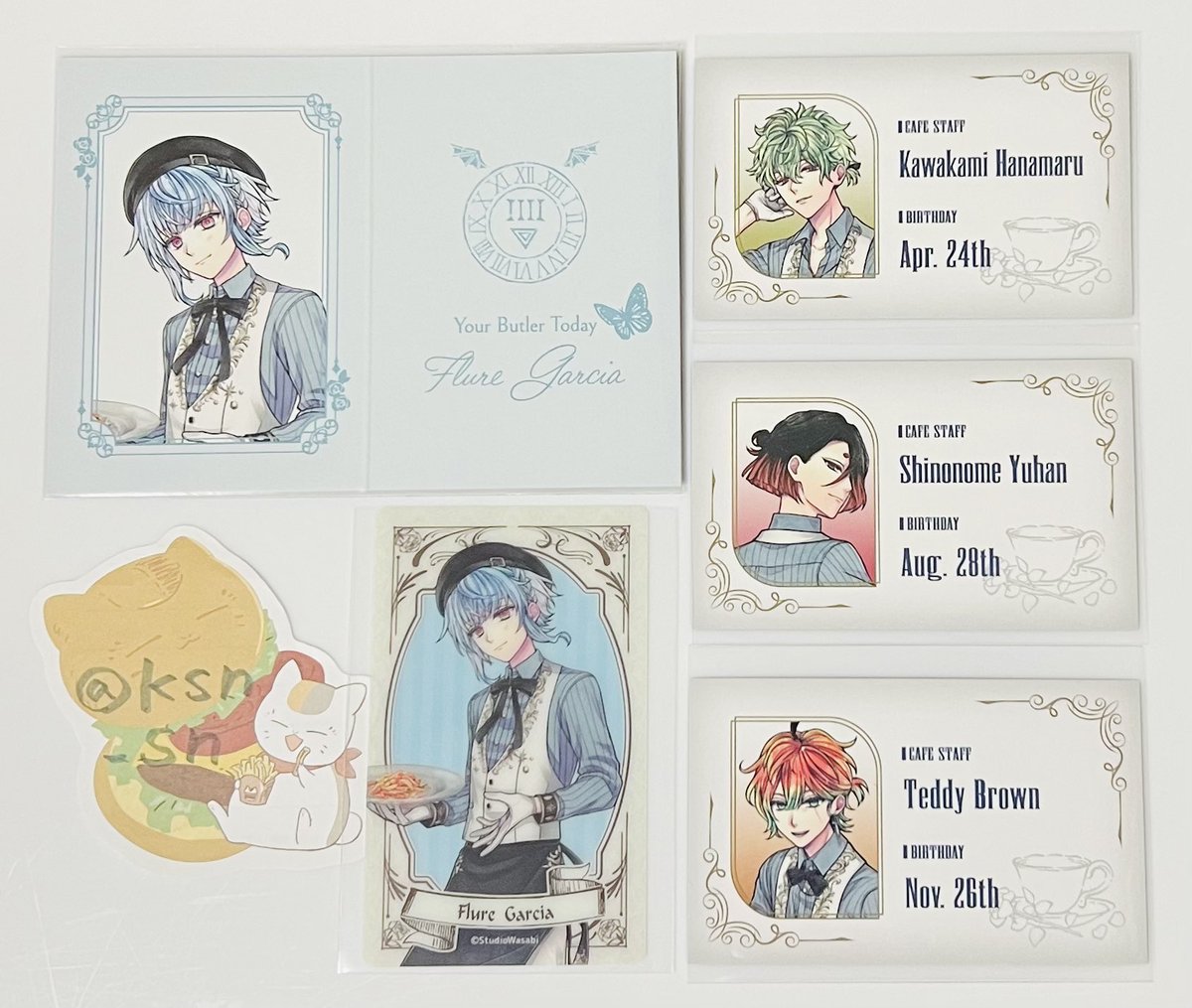 ksn_sn's tweet photo. 【交換】悪魔執事と黒い猫　あくねこ　アニメイト　Royal Rose Tea Party fair　リザーブスタンド風カード　クリアカード

譲：フルーレ、ハナマル、ユーハン、テディ

■特典
求：ラト

■店員カード
求：ベリアン、決まり次第ナック、ラムリ

■クリカ
求：フェネス

梅田手渡しまたは郵送 https://t.co/ndwyEm8pmV