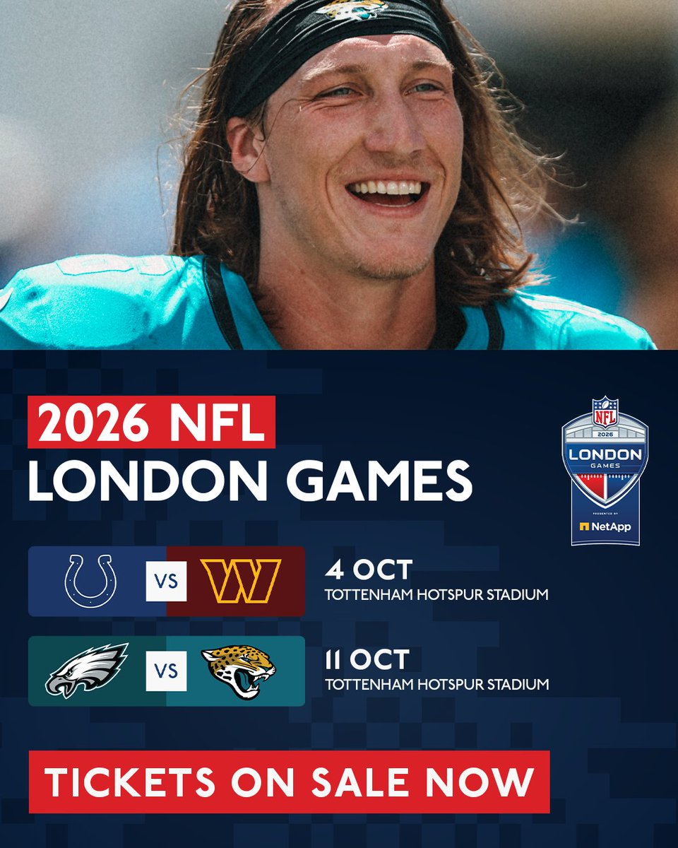 NFLUKIRE's tweet photo. 🚨 TICKETS ARE ON SALE NOW!

Don't miss the 2026 NFL London Games at @SpursStadium. Buy here: https://t.co/B9poN6TKCf https://t.co/M2p5MmXefM