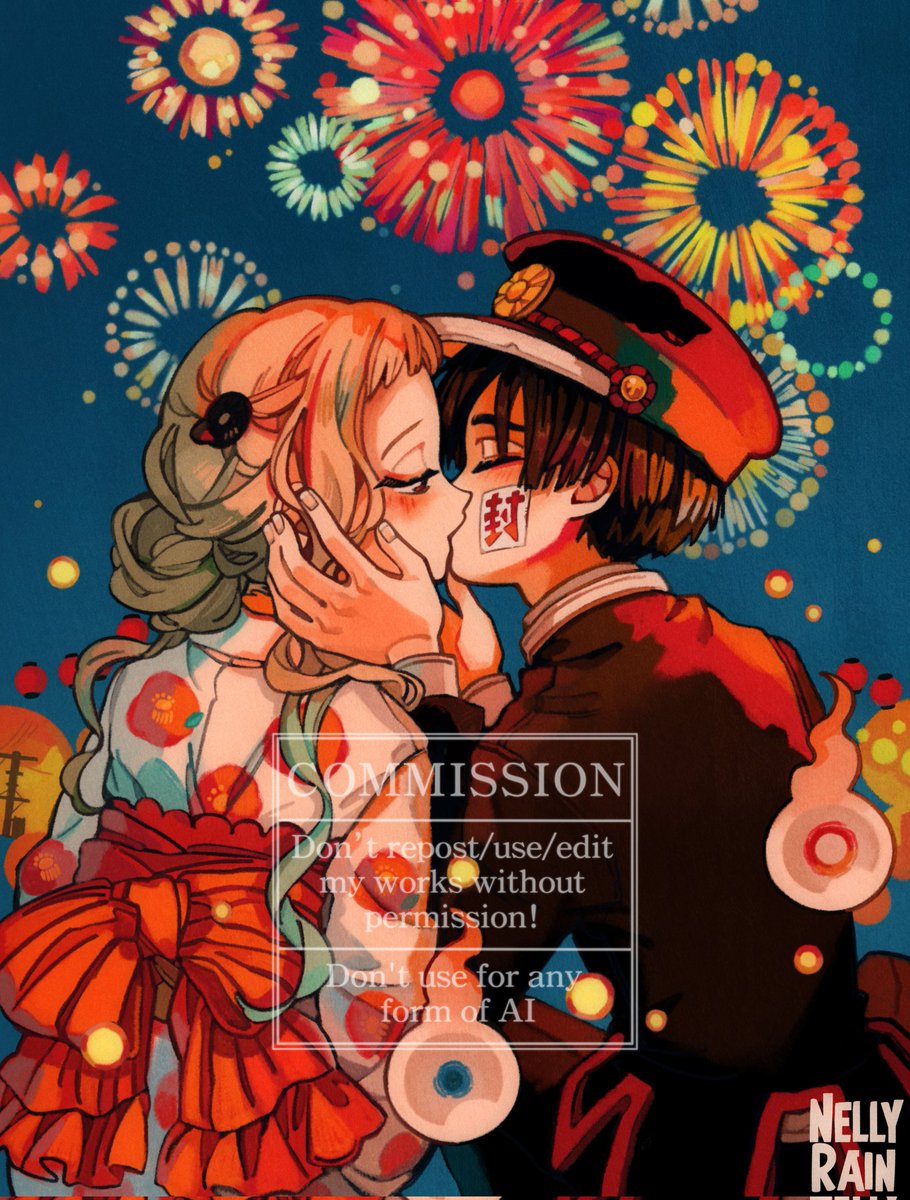 NellyRain37's tweet photo. A Tanabata Kiss🎋🎆 
#七夕 #地縛少年花子くん https://t.co/DOTm5yoKBg