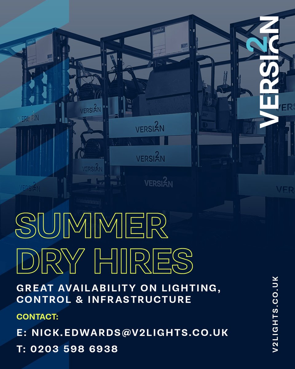 version2lights's tweet photo. Talk to the rental team about your equipment shortages this summer.

We are on hand to supply Moving Lights, LED and Control – but equally happy to support infrastructure.

For further information please email: info@v2lights.co.uk or call 0203 598 6938 https://t.co/KCnOeaciek