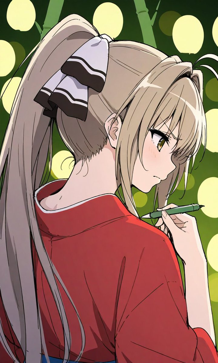 hen0heno's tweet photo. SFW 悩む願い事
#AIart #AIイラスト #千斗いすず #sentoisuzu #甘城ブリリアントパーク #甘ブリ #AmagiBrilliantPark #Amaburi #ポニーテールの日 #七夕 https://t.co/DxWsvYoUVw