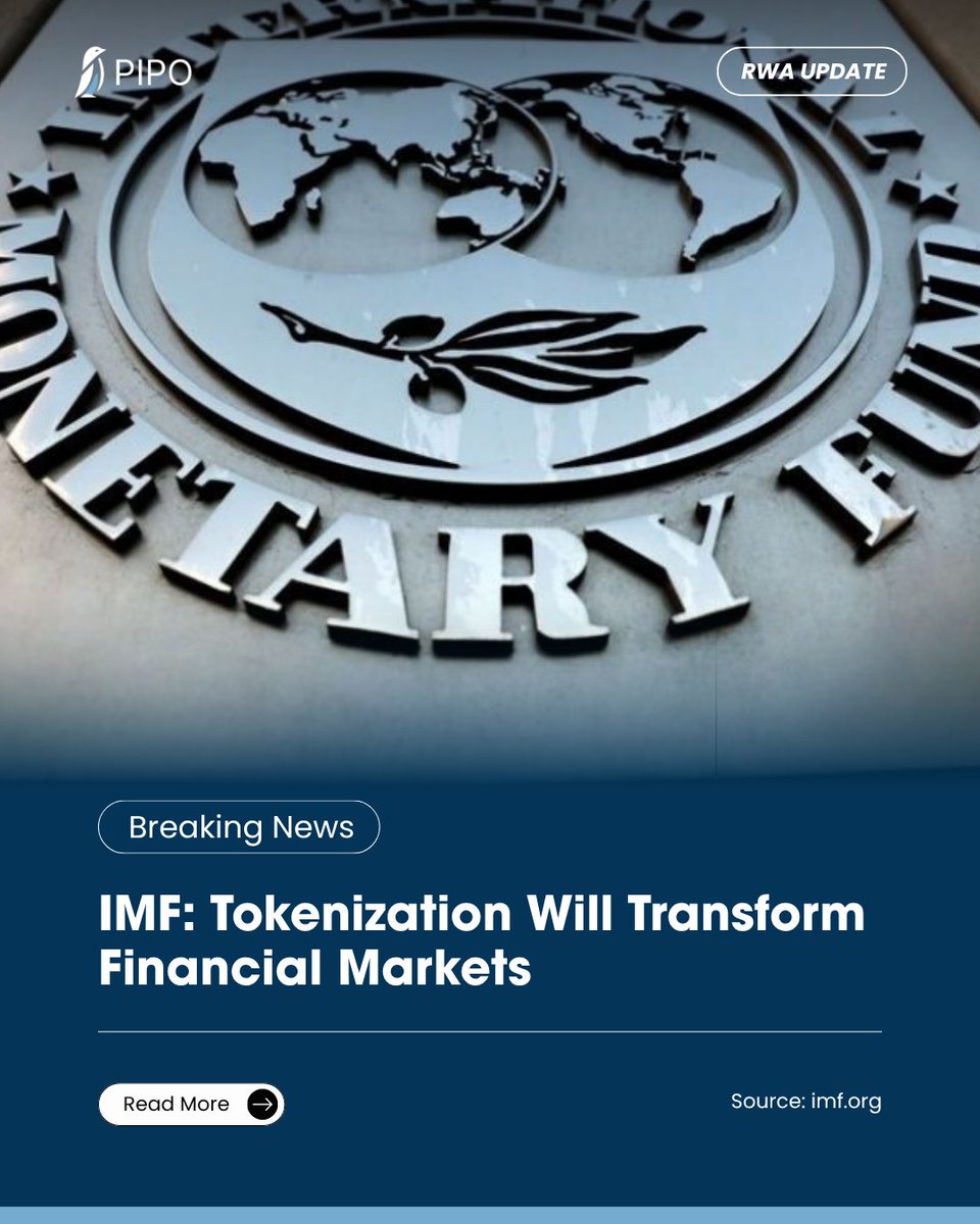 pipo_stocks's tweet photo. IMF @IMFNews says tokenization will transform global financial market infrastructure, not replace it.

In its latest working paper, the IMF highlights tokenization as one of the biggest shifts in financial markets since securities moved from paper certificates to electronic records.

By using blockchain and smart contracts, tokenized assets can improve how financial assets are issued, traded, cleared, settled, and reported. This could reduce reconciliation costs, automate collateral movement, improve liquidity management, and push markets closer to real-time settlement.

But the IMF also makes one thing clear: automation has limits.

Smart contracts can execute transactions, but they cannot replace regulated institutions when it comes to risk governance, legal accountability, default management, dispute resolution, compliance, and investor protection.

The future of finance will likely be hybrid.

Blockchain will handle more routine market operations, while regulated institutions continue to provide oversight, governance, and stability.

Tokenization is not about removing financial infrastructure.