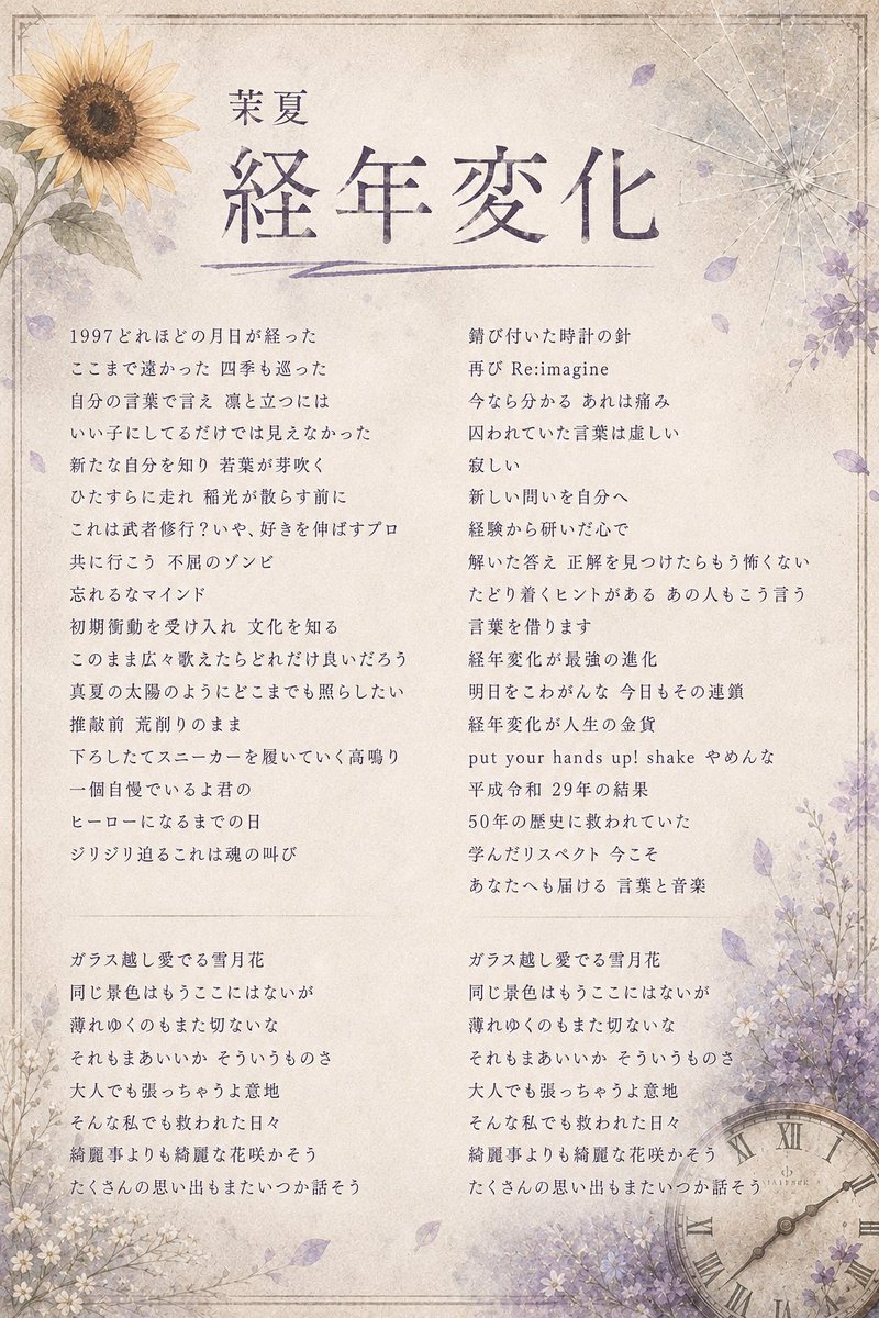 org_manatsu's tweet photo. 🫧ライブ映像公開🫧

茉夏「経年変化」

生誕ライブ前にポストしたRAP動画のフル尺版を、当日披露しました

私なりに、当日ご出演いただいた皆様へのリスペクトと、一年を振り返った時に貴方へ伝えたかった今の気持ちをリリックにしました

そして、このタイトルにたどり着くことになった楽曲から引用もさせていただいてます
私が励まされた一曲です