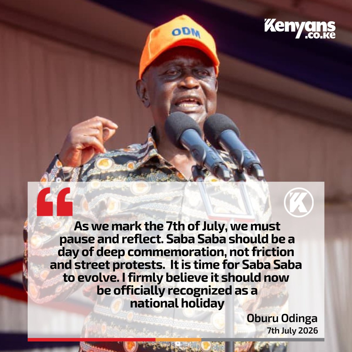 Kenyans's tweet photo. Saba Saba should now be officially recognised as a national holiday - Oburu Odinga https://t.co/pwHUrQutSt
