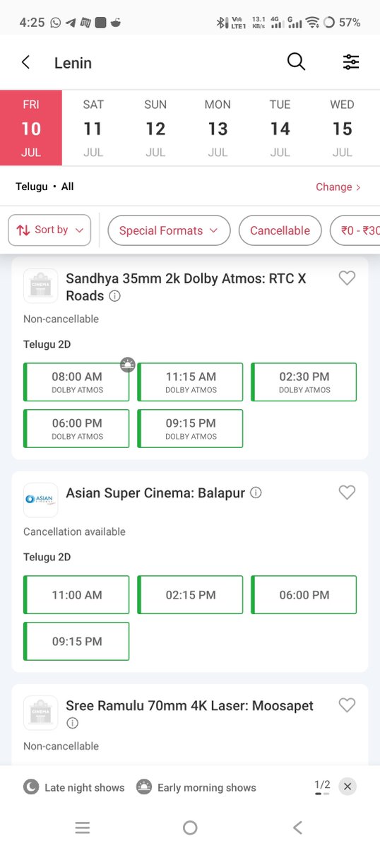 akhil_tweetz's tweet photo. Screens are getting added in Hyderabad.. check at your area & grab your tickets 🎟️🥳
#LENIN #LeninOnJuly10th https://t.co/YLdzQbDNeI