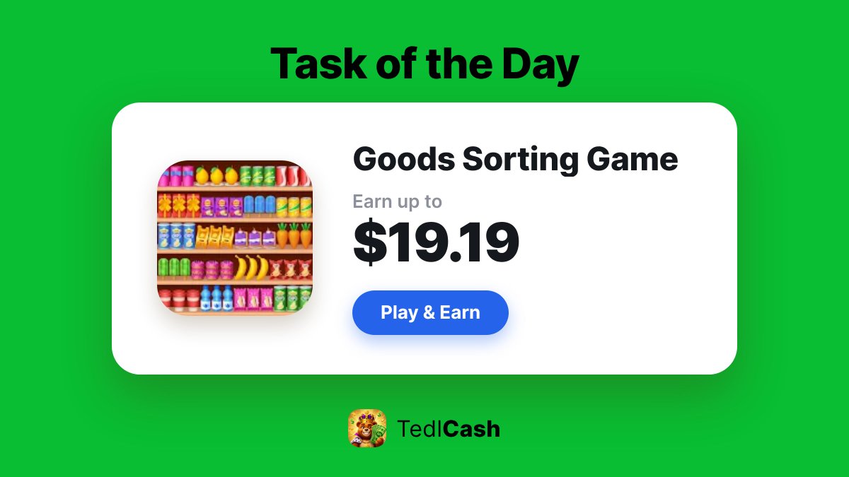 TedlCash's tweet photo. Today's pick: Goods Sorting Game 🐻
Complete it, get paid.

Jump in: 👉 https://t.co/fM6hwmpFLZ https://t.co/azKfDHxSak