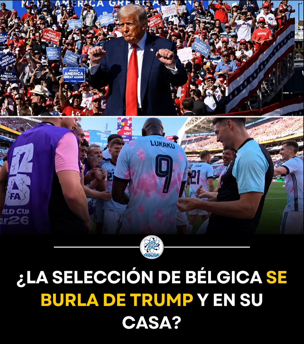 EnsedeCiencia's tweet photo. El festejo de Bélgica tras eliminar 4-1 a Estados Unidos en el Mundial 2026 ha desatado todo tipo de interpretaciones.

Después del cuarto gol, Romelu Lukaku y varios jugadores realizaron el famoso “Trump dance”, un gesto que muchos relacionaron con la reciente polémica por la habilitación de Folarin Balogun, luego de que Donald Trump hablara con Gianni Infantino antes de la decisión disciplinaria.

Hasta el momento, los futbolistas belgas no han confirmado que la celebración fuera una burla directa a Trump, por lo que esa interpretación sigue siendo objeto de debate. Lo cierto es que el festejo ya se volvió uno de los momentos más comentados del Mundial. 🇺🇸⚽