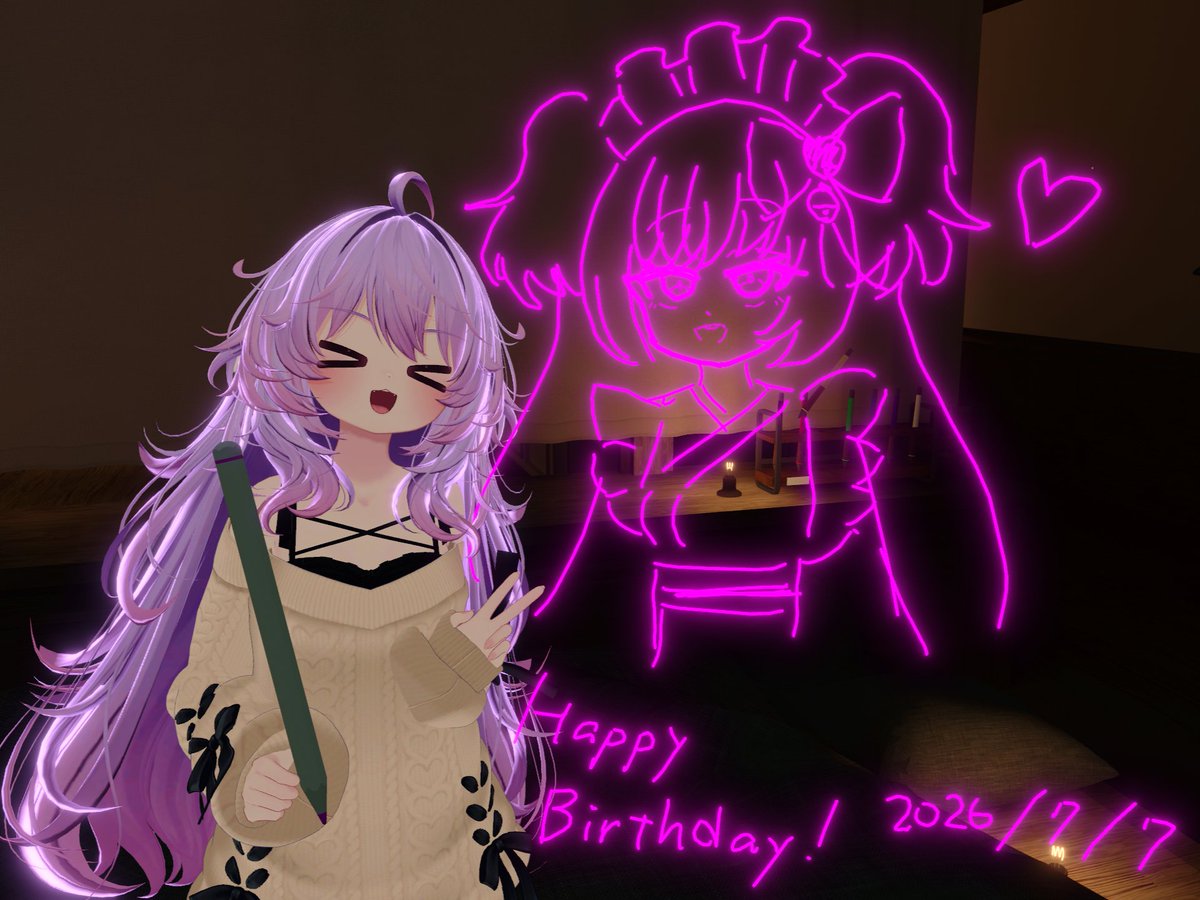 Cork_COM3D2's tweet photo. シズコの誕生日！　ぶいちゃでお絵描きするのむずい https://t.co/qK7H2ksJbw