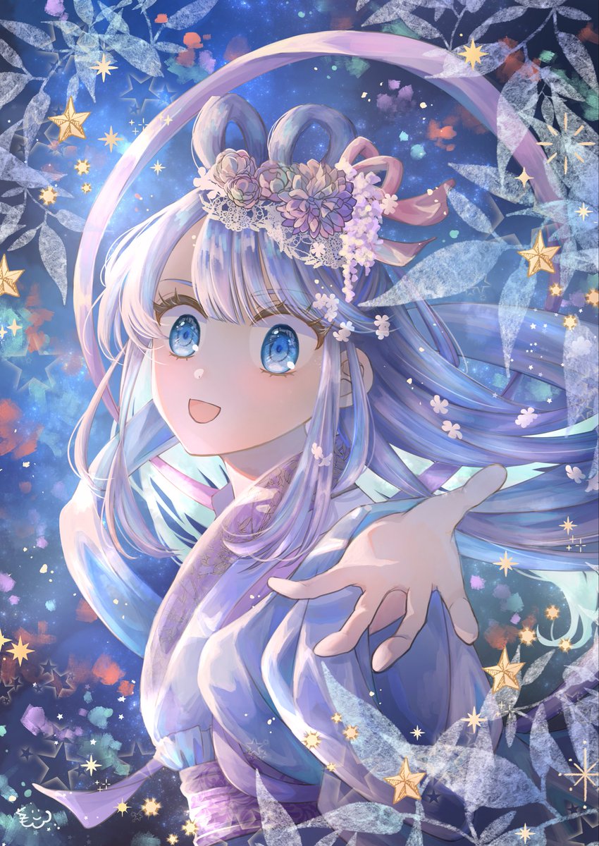 watagumo66's tweet photo. 「彦星さまーーーーー！！」
とにかく明るい織姫。

#oc #七夕 https://t.co/dkmkZmZxUh