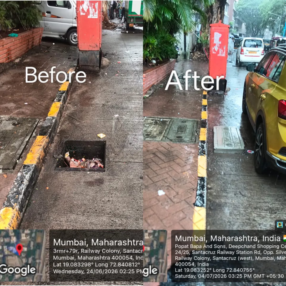 yuvasenabandraw's tweet photo. Mumbai observed heavy rain &amp; wind since 5 days, as instructed by our leader @mieknathshinde ji our team worked on-field to resolve issues such as untrimmed tree, water logging, non-operational street light, open manhole faced by the residents

@DrSEShinde ji @RahoolNKanal ji

1/2 https://t.co/AvZA4l1ZCS