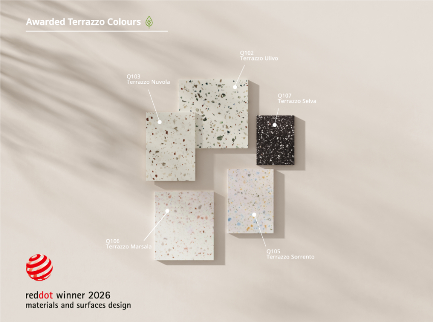 Int_Select's tweet photo. Five HIMACS Terrazzo colours have been honoured with the prestigious Red Dot Design Award 2026 in the Product Design category...

https://t.co/l9xSgkOwj8

( @HIMACSEurope )  #Interiors #Surfaces #Kitchens #Architects #Terrazzo #Design #Aesthetics #Contemporary #Sustainability https://t.co/Ks0G04EVWK