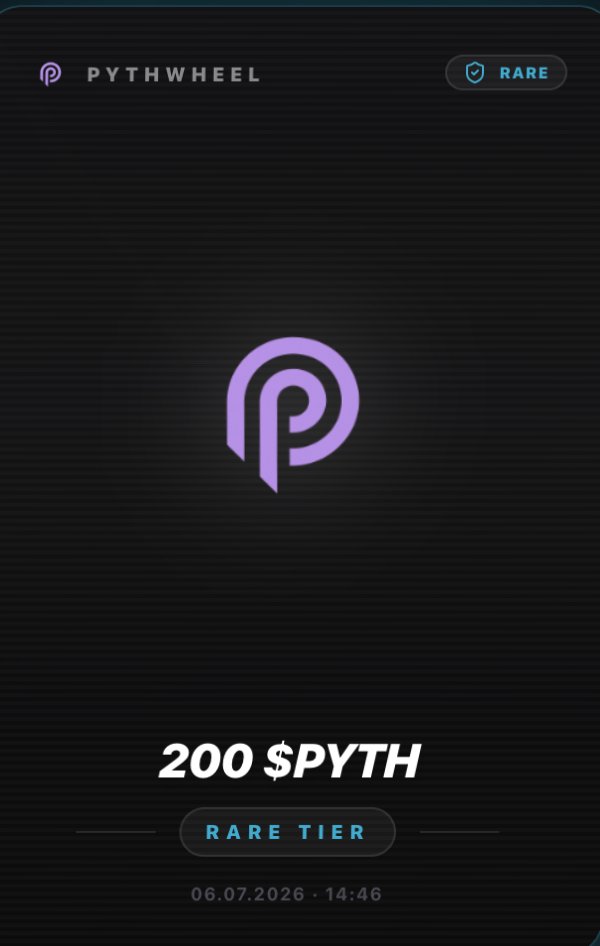 seekyourbeat's tweet photo. Just won 200 $PYTH (Rare tier) on @PythNetwork's PythWheel! 🎡

Powered by Pyth Entropy — provably fair, fully on-chain randomness.

Try your luck 👇 https://t.co/jypzNLpo6G https://t.co/1F0mo40wKx