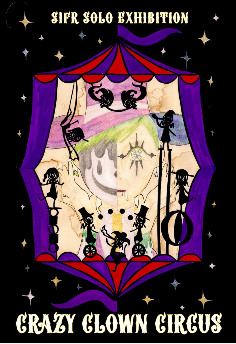 CraCloCre_0's tweet photo. 【個展開催のお知らせ】
個展「CrazyClownCircus」
＠デザインフェスタギャラリー原宿 WEST 2-D
2027年03月20日(土)～22日(月)
11:00～20:00 (初日13:00から/最終日17:00まで)

入場無料 / 物販あり / 全日程作家在廊

これまでに制作したアナログ原画を沢山展示します。
是非遊びにいらしてください。 https://t.co/TlE6MFnyYa