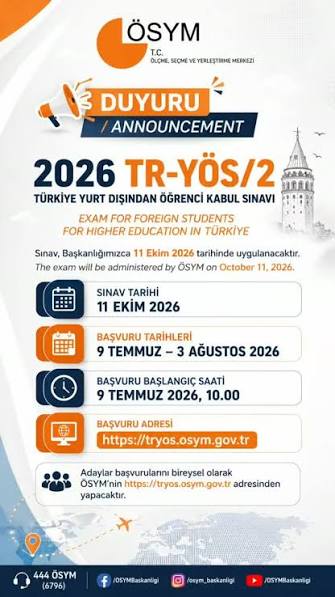 EssenEA_'s tweet photo. Türkiye’de yükseköğrenim hedefleyen uluslararası öğrenciler için 2026 TR-YÖS/2 başvuru süreci başladı.
 
 Başvuru Tarihleri: 9 Temmuz – 3 Ağustos 2026
 
 Sınav Tarihi: 11 Ekim 2026
 
 Detaylı bilgi için: https://t.co/HjkQid2v6L

@tcmeb @mebyyegm @mebabdigm @TC_EssenBK @DotemTR https://t.co/objNMEkLzu