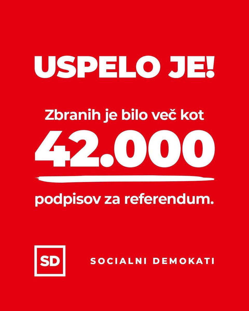 strankaSD's tweet photo. Iskrena hvala vsem, ki ste oddali svoj podpis, in posebej vsem prostovoljkam in prostovoljcem, ki ste se v zadnjih dneh angažirali na terenu, pomagali pri zbiranju podpisov, informirali ljudi in pokazali, da demokracija živi takrat, ko zanjo stopimo skupaj. https://t.co/6eMIo9UxMN