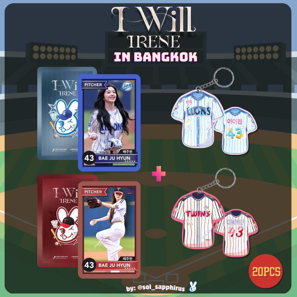 sol_sapphirus's tweet photo. 2026 IRENE ASIA TOUR [ I-WILL ] in BANGKOK 🌙 

⚾️ Baseball photocard + mini 3cm acrylic keychain

📍MCC Hall The Mall Bangkapi
🗓️ 18.07.2026

see ya! 👋🏼

#IRENE #아이린
#IRENE_IWILL_in_BKK #IRENEinBKK
#IRENE_IWILL #IRENE_ASIA_TOUR https://t.co/U3SKa4Ddab