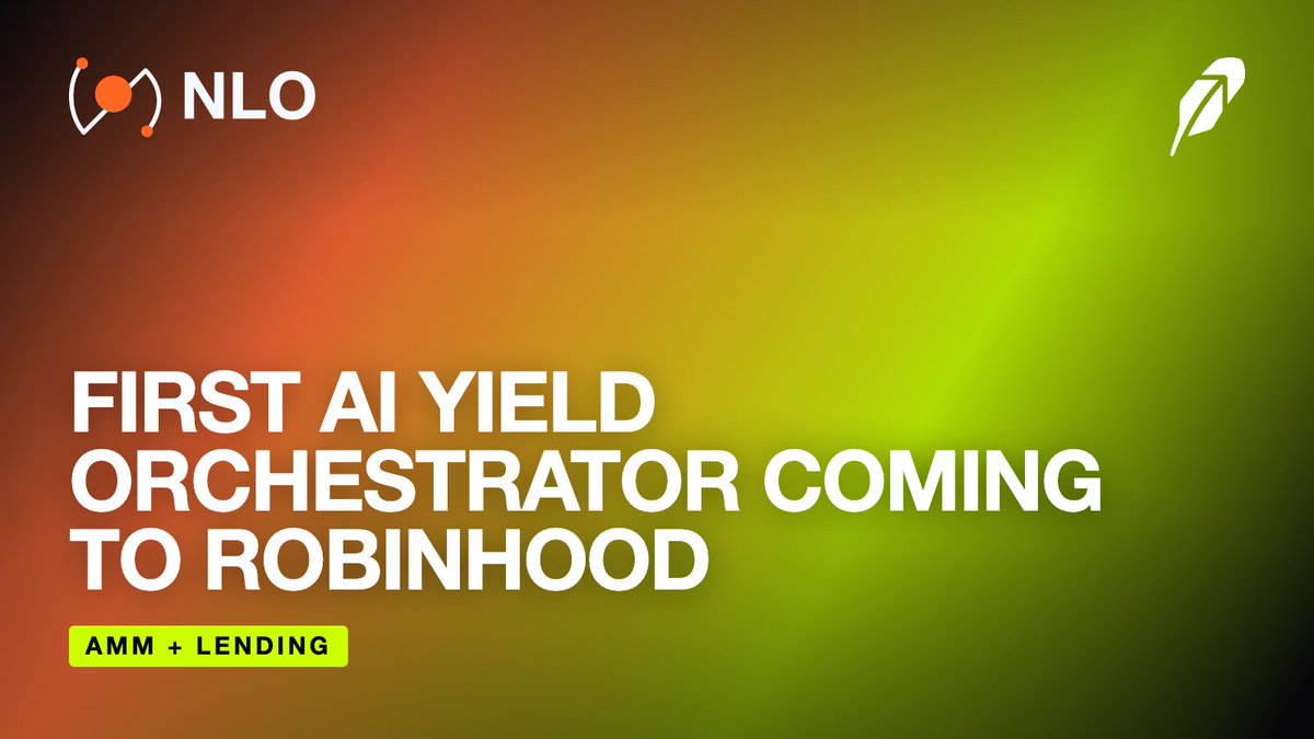 nlofinance's tweet photo. 🚨 NLO is coming to @RobinhoodCrypto Chain.

The first AI yield orchestrator for both AMM and Lending, landing on the AI-native Layer 2 blockchain built for financial services and real-world assets..

One engine. Every pool. The safest sustainable yield.

https://t.co/lBOEP4yUGX https://t.co/QuMOc7XdY2