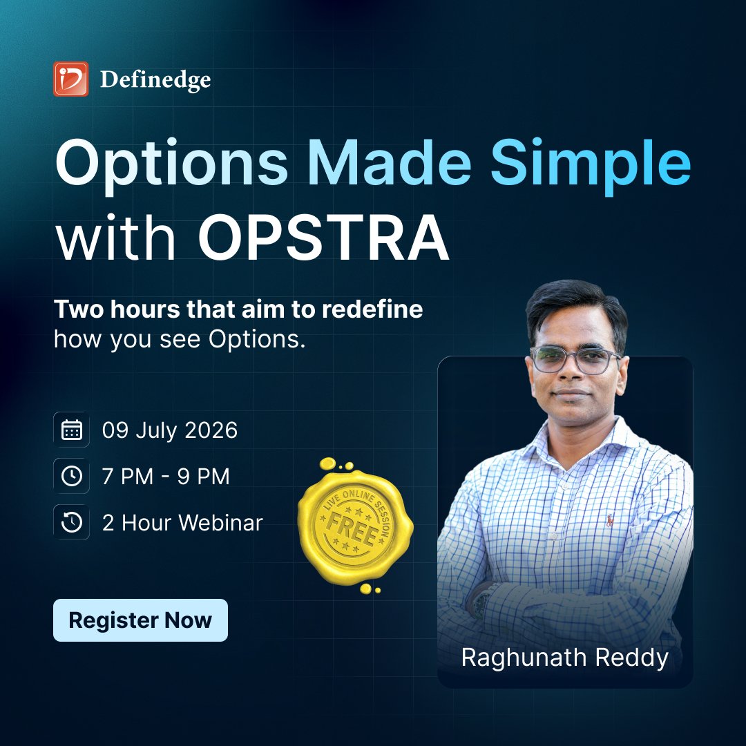 Definedge's tweet photo. Most traders ignore long-dated options, simply because nobody teaches them.

While everyone discusses weekly expiries.
Professional traders often use long-dated options to express long-term market conviction.

The question is do you know when LEAPS are actually the better choice?

Join @Raghunath_TL in this FREE live webinar and discover:
▶️Long-term option strategies
▶️Stock-like exposure without buying shares
▶️Lower impact of early theta decay
▶️Practical use cases for bullish and bearish markets

9th July | 7 PM
Online | FREE

Register now - https://t.co/PyUJBOPDiY
Add another powerful strategy to your options toolkit.