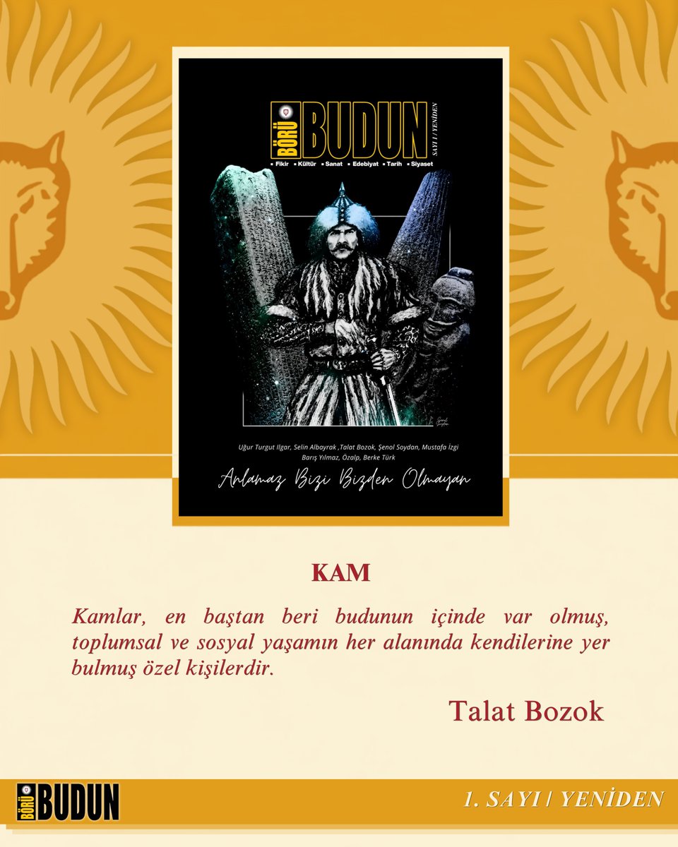 borubudundergi's tweet photo. Talat Bozok'un kaleminden: “KAM” Börü Budun Dergisi’nin yeniden yayımlanan 1. sayısında sizlerle...

Börü Budun Dergisi 1. sayısını almak için; https://t.co/Vva9uv00Vw bağlantıya tıklayınız.

#BörüBudun #BörüBudunDergisi https://t.co/ZUc4pMtyQW