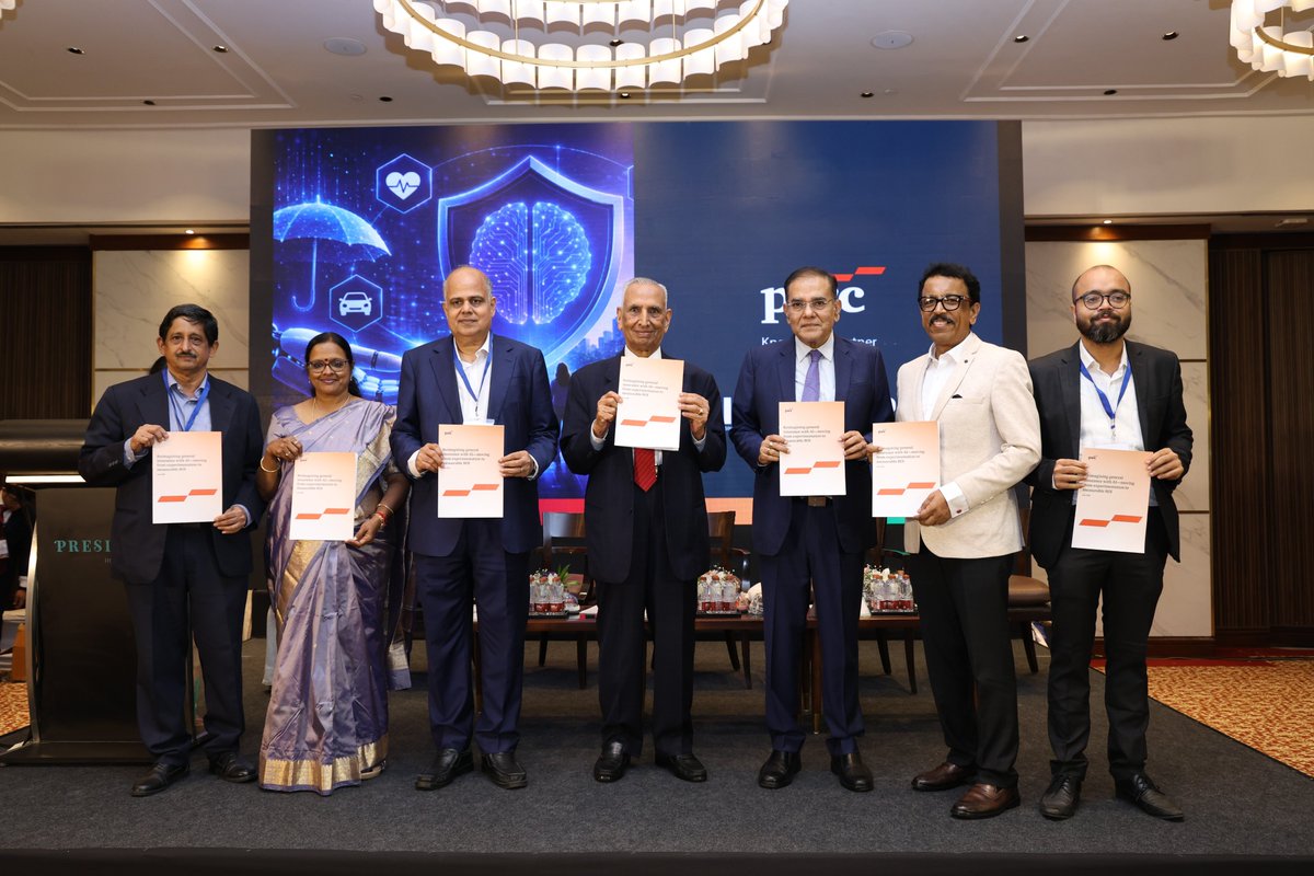 PwC_IN's tweet photo. We launched our latest paper on reimagining General Insurance with AI at the India Insurance Summit 2026. It explores how data and AI are transforming general insurance—from underwriting and claims to customer experience and risk management. Know more: https://t.co/SUKnXwtK0i https://t.co/5UVnOSs5YH